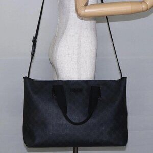 GUCCI GG Supreme Tote Bag PVC Leather 2way Black 1